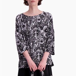 Marimekko Black & White Floral Boatneck Blouse